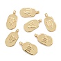 Brass Pendants, Long-Lasting Plated, Oval with Constellation, Real 18K Gold Plated