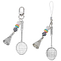 2 pièces 2 styles badminton et raquettes décorations pendentifs en alliage, résine et PVC