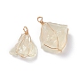 Natural Quartz Pendants, with Light Gold Tone Copper Wire Wrapped, Nuggets