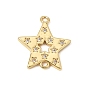 Brass Micro Pave Clear Cubic Zirconia Connector Charms, Star Links, Rack Plating, Long-Lasting Plated, Cadmium Free & Lead Free
