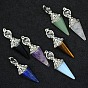 Gemstone Big Pendants, Faceted Cone/Spike Pendulum Charms with Metal Snap on Bails