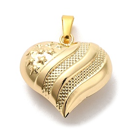 Brass Pendants, Long-Lasting Plated, Lead Free & Cadmium Free, Heart with Star Charm