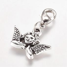 Alloy Pendant, with Brass Lobster Claw Clasps, Cherub