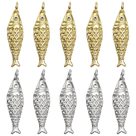 10 шт. 2 цвета стойки, латунные подвески, без кадмия и без свинца, рыбы прелести, долговечный, с целью перехода в кольце