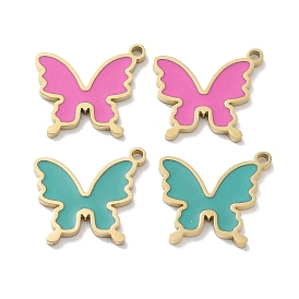 Ion Plating(IP) 304 Stainless Steel Pendants, with Enamel, Butterfly Charm, Golden