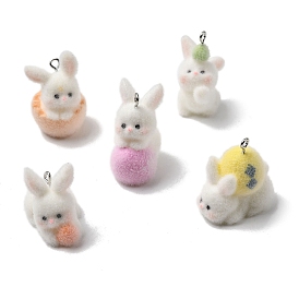 Пасхальные подвески из непрозрачной смолы, шарм стайного кролика, с платиновыми тоновыми железными петлями