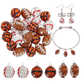 24 шт. 3 стильные подвески из полимерной глины ручной работы со стразами, с латунной фурнитурой , серебряные, разнообразные