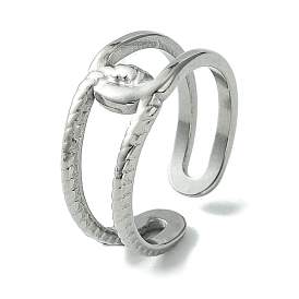 304 Stainless Steel Open Cuff Ring, Hollow Knot
