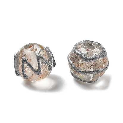 Светящиеся бусины лэмпворк из золота и песка ручной работы, бусины ручной работы, круглые, светится в темноте