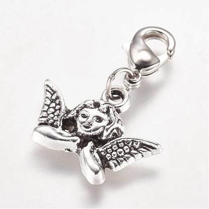 Alloy Pendant, with Brass Lobster Claw Clasps, Cherub