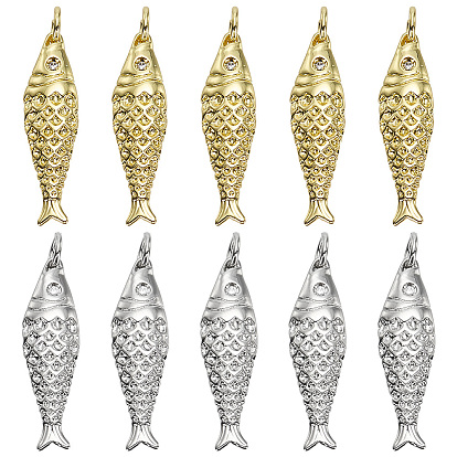 10 шт. 2 цвета стойки, латунные подвески, без кадмия и без свинца, рыбы прелести, долговечный, с целью перехода в кольце