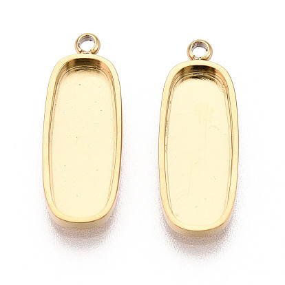 304 компонент подвески-кабошона из нержавеющей стали, прямоугольные, ионное покрытие (ip)