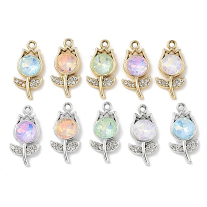 Подвески из сплава k5 стекла, цветочный шарм, со стразами, , без свинца и без кадмия, uv покрытие, граненые