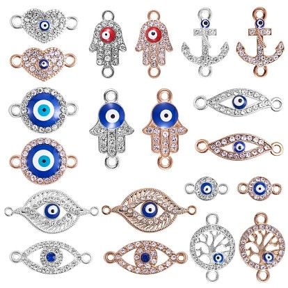 20Pcs Alloy Eye Charm Connector Assorted Evil Eye Connector Mixed Shape Eye Charm Pendant for Jewelry Necklace Bracelet Earring Making Crafts