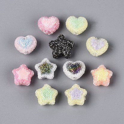 Two Tone Opaque Acrylic Beads, Star & Heart, with Rhinestone