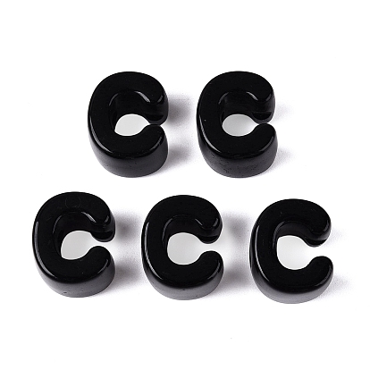 Perles européennes opaques acrylique, Perles avec un grand trou   , lettre c