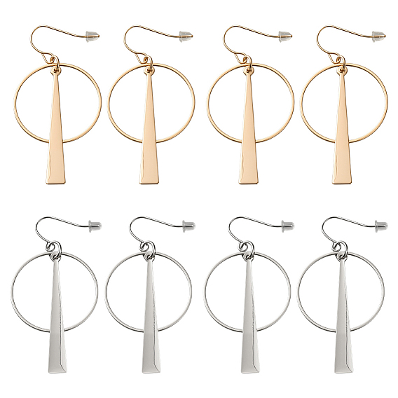 4 пары 2 серьги-подвески из цветного сплава и железа