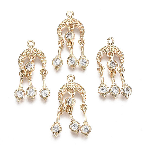 Латунные микро проложить кубического циркония подвески, долговечный, луна, золотой свет