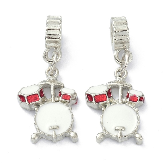 Alloy with Enamel European Dangle Charms, Large Hole Pendant, Drum set