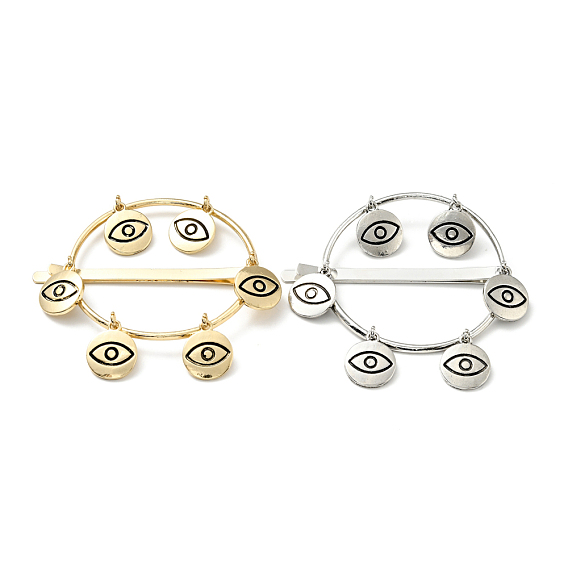 Alloy Enamel Hair Bobby Pin, with Iron Findings, Ring and Flat Round with Eye