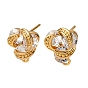 Фурнитура для серег-гвоздиков из латуни с паве из прозрачного кубического циркония, с петлей, без никеля , цветок