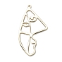 Brass Pendants, Open Back Bezel, For DIY UV Resin, Epoxy Resin, Pressed Flower Jewelry, Human Face, Abstract Face, Long-Lasting Plated