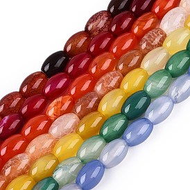 Natural Agate Beads Strands, Dyed, Rice