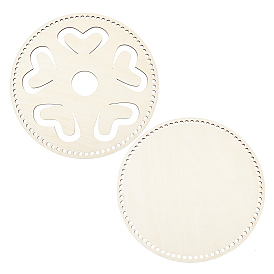 DIY Knitting Crochet Wooden Bag Bottom, Flat Round with Floral Pattern Handbag Purse Base Shaper, for Crochet Basket Craft Leather Mold Supplies