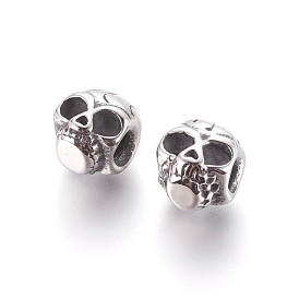 304 Stainless Steel European Beads, Sukll