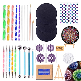 Mandala Pattern Painting & Drawing Tool Set, Including Stencils, Painting Pen, Palette, Sponge Mat, Sticker and Wood Holder