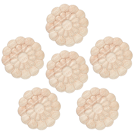 6шт. резные деревянные цветочные аппликации, неокрашенная накладка мебель украшения дома