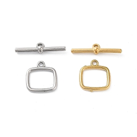 Ion Plating(IP) 304 Stainless Steel Toggle Clasps, Rectangle