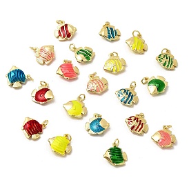 Латунь эмаль подвески, рыбы прелести, без свинца и без кадмия, долговечный, стойки покрытие, реальный 18 k позолоченный