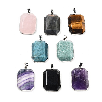 Природных драгоценных камней подвески, граненые прямоугольные подвески, с реечной обшивкой латунными выводами, платина