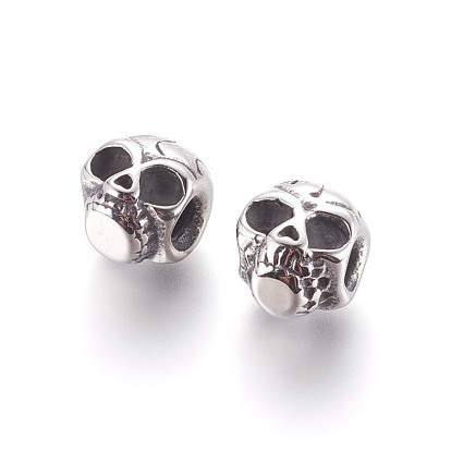 304 Stainless Steel European Beads, Sukll