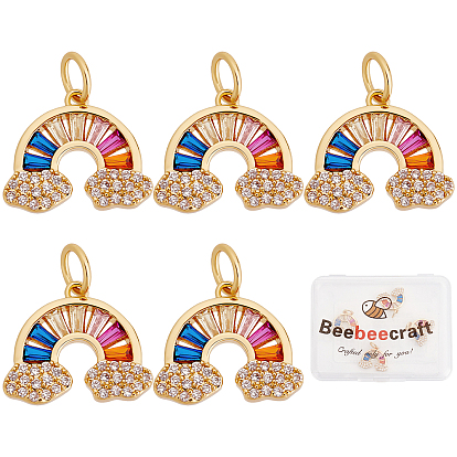 Messing Mikropflaster bunte Zirkonia Anhänger, mit Sprungring, Regenbogen