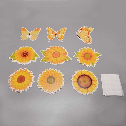 Butterfly & Sunflower Paper Wall Stickers, for Home Living Room Decoration
