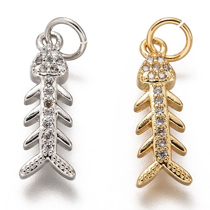 Латунные микропаве прозрачные подвески с фианитом, долговечный, с целью перехода в кольце, форма рыбьей кости