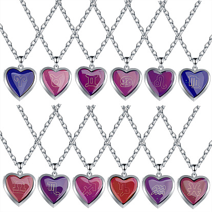 Brass Stainless Steel Cable Chain Necklaces, Enamel Heart Pendant Necklaces