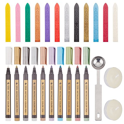DIY Scrapbook Crafts, Including Octagon Sealing Wax Particles, Stainless Steel Spoons and Candles
