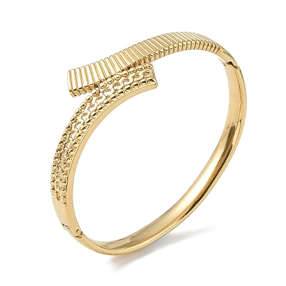 304 Stainless Steel Textured Hinged Bangles for Women