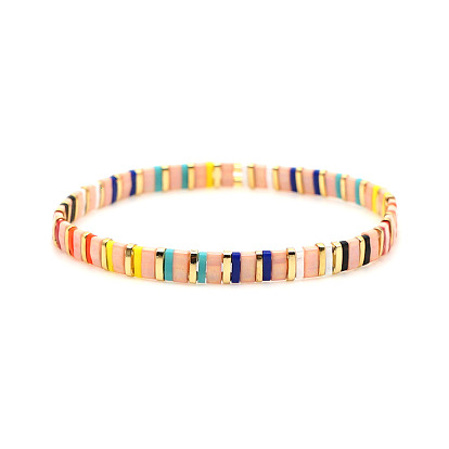 Bohemian Rainbow Tila Bead Bracelet - Fashionable Beach Jewelry for Women