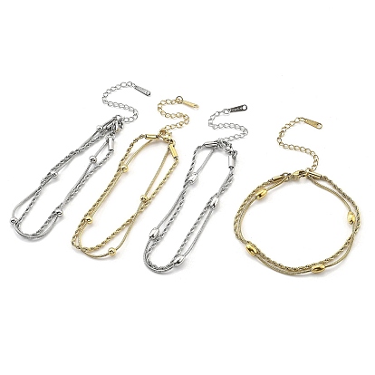 304 из нержавеющей стальной трос цепи браслеты, двухслойные браслеты для женщин