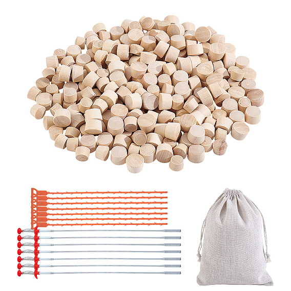 Tapón para orificio de tornillo de madera, con bolsas de embalaje de algodón, bolsas con cordón y herramienta de acero inoxidable para desatascar desagües, rondo