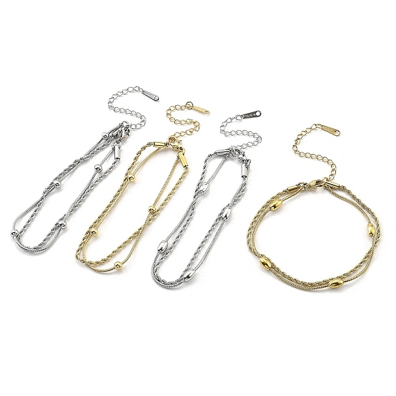 304 из нержавеющей стальной трос цепи браслеты, двухслойные браслеты для женщин