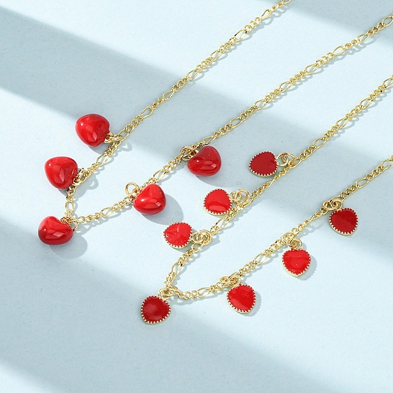 Подвески в виде красного сердечка из латуни с эмалью ко Дню святого Валентина для женщин., без кадмия и без свинца, долговечный, стойки покрытие