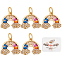Brass Micro Pave Colorful Cubic Zirconia Pendants, with Jump Ring, Rainbow