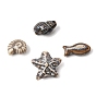 Vintage Handmade Porcelain Beads, Conch Shell Shape/Fish/Starfish, Fancy Antique Glazed Porcelain