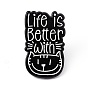 Cat with Word Enamel Pin, Electrophoresis Black Alloy Brooch for Cat Person