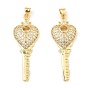 Покрытие стойки латунь микропаве прозрачные подвески из кубического циркония, без кадмия и без свинца, Ключ с сердцем